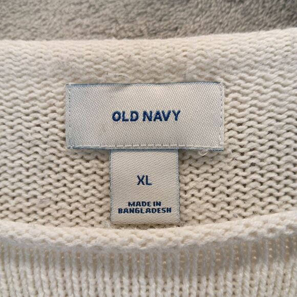 Old Navy Women Sz XL Ivory Black Striped Stretch Knit Boat Neck Pullover Sweater - Picture 3 of 8